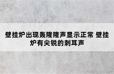 壁挂炉出现轰隆隆声显示正常 壁挂炉有尖锐的刺耳声